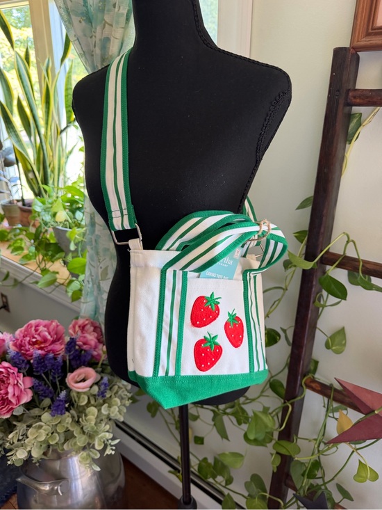 Martha Stewart Handbags - Canvas Strawberry Crossbody Bag - Green & White